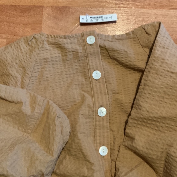 Madewell Seersucker Puff-Sleeve Cutout Mini Dress, NWT M - Picture 6 of 7